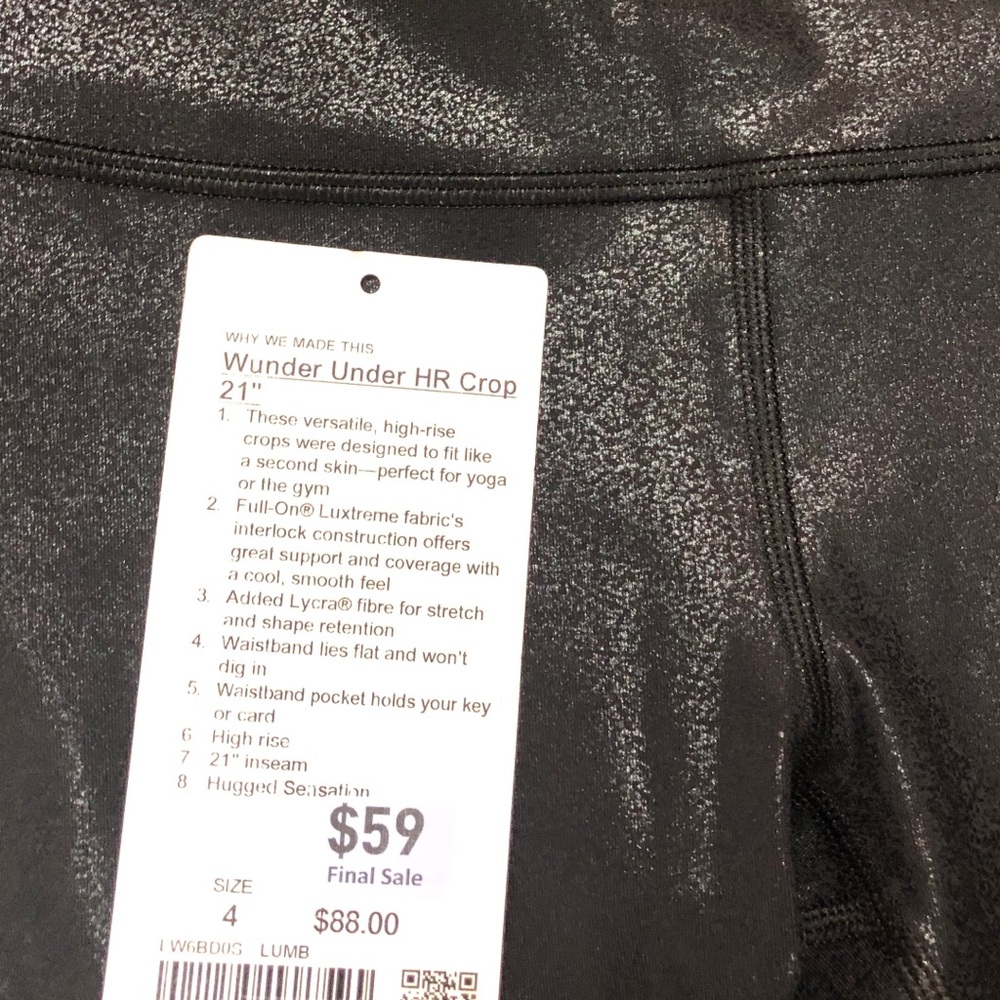 Lululemon Wunder Under HR Crop - Size 4